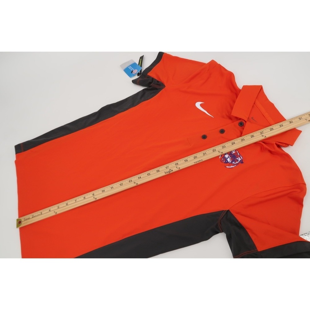 NEW Nike Clemson Tigers Polo Shirt Mens Small Orange Dri Fit Performance Golf - Picture 13 of 14